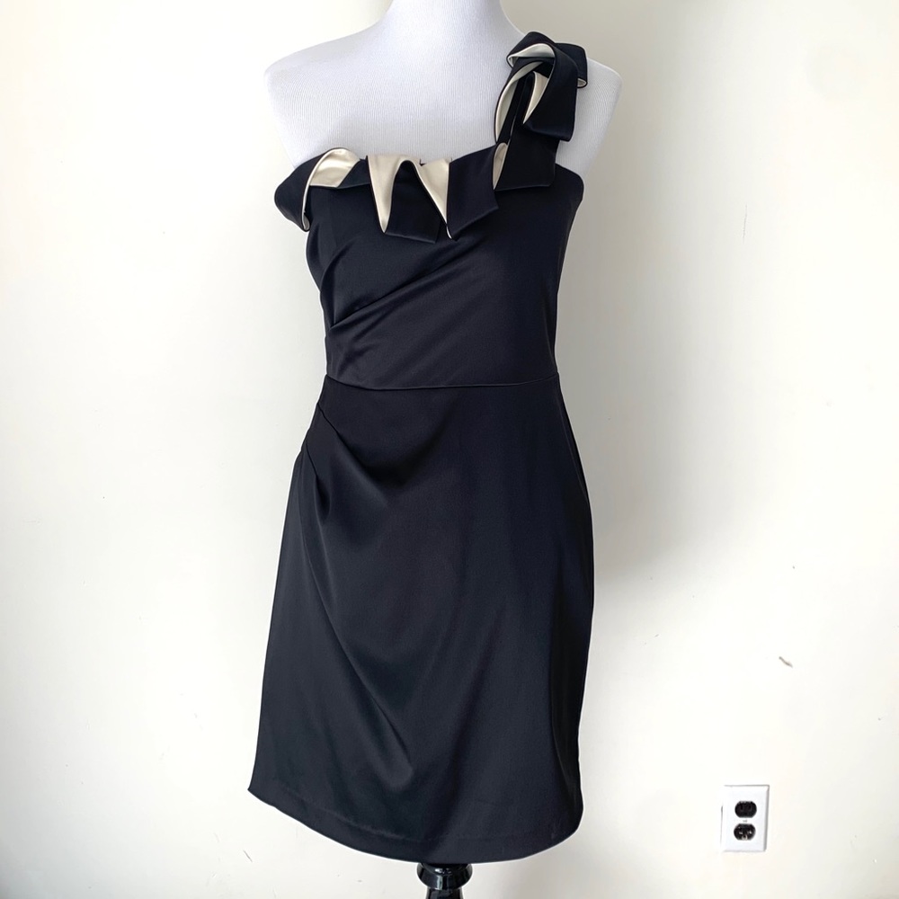 Eliza J one shoulder back and white cocktail dress
